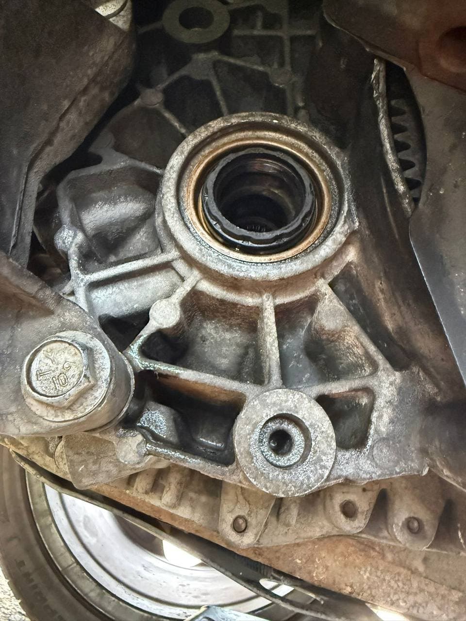 A cleaned up hub carrier with the wheel bearing seat exposed